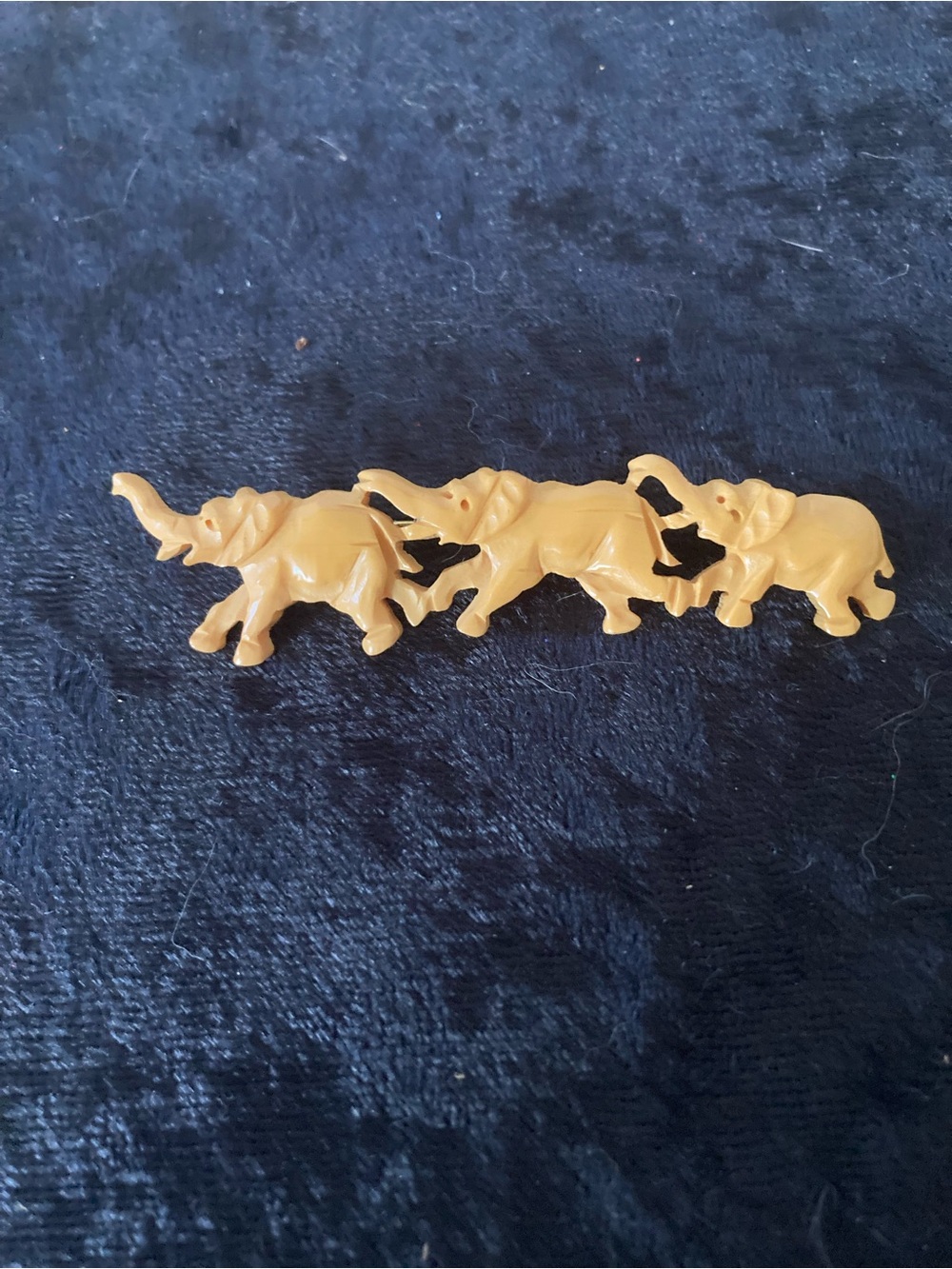 Art Deco Trunk Up Elephant Trio Brooch Pin Vintage Early Plastic Celluloid